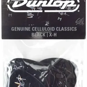 Begränsat erbjudande Dunlop 483P03XH Genuine Celluloid Black Picks Extra Heavy 12/PLYPK