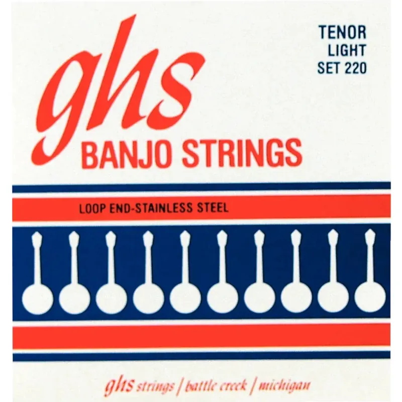 Populär GHS 220 - Banjo String Set, 4-String, Loop End, Tenor Rostfr