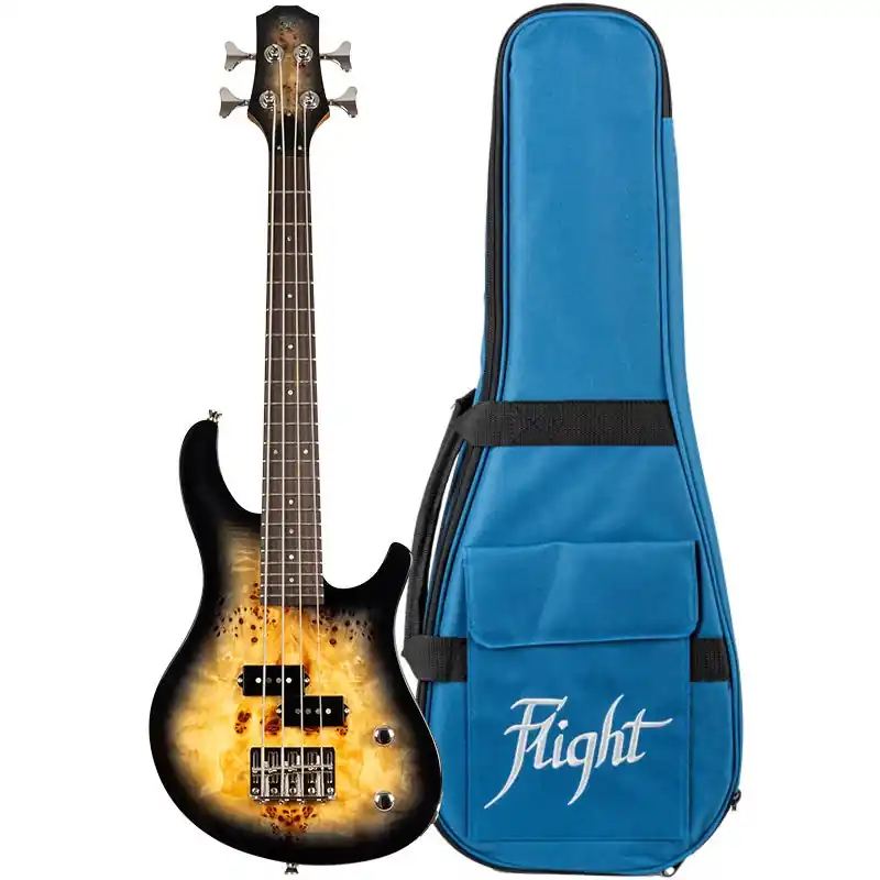 Flight Rock Series Mini Bass Ukulele Poplar Burl Solid Body Outlet