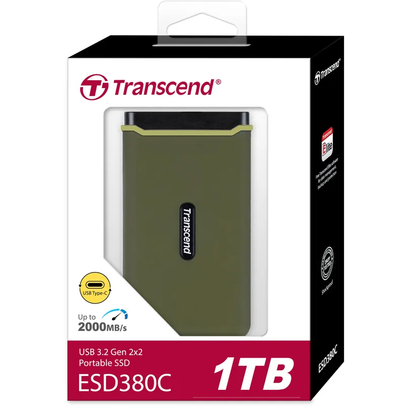 Transcend ESD380C USB 3.2 Gen 2 Type C 1TB External SSD Driv Nedsatt pris