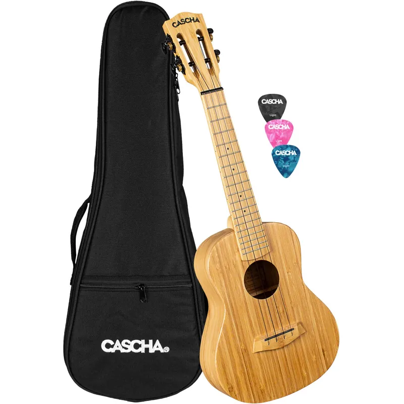 Snabb leverans Cascha HH 2313 Natural Bamboo Concert Ukulele Pack