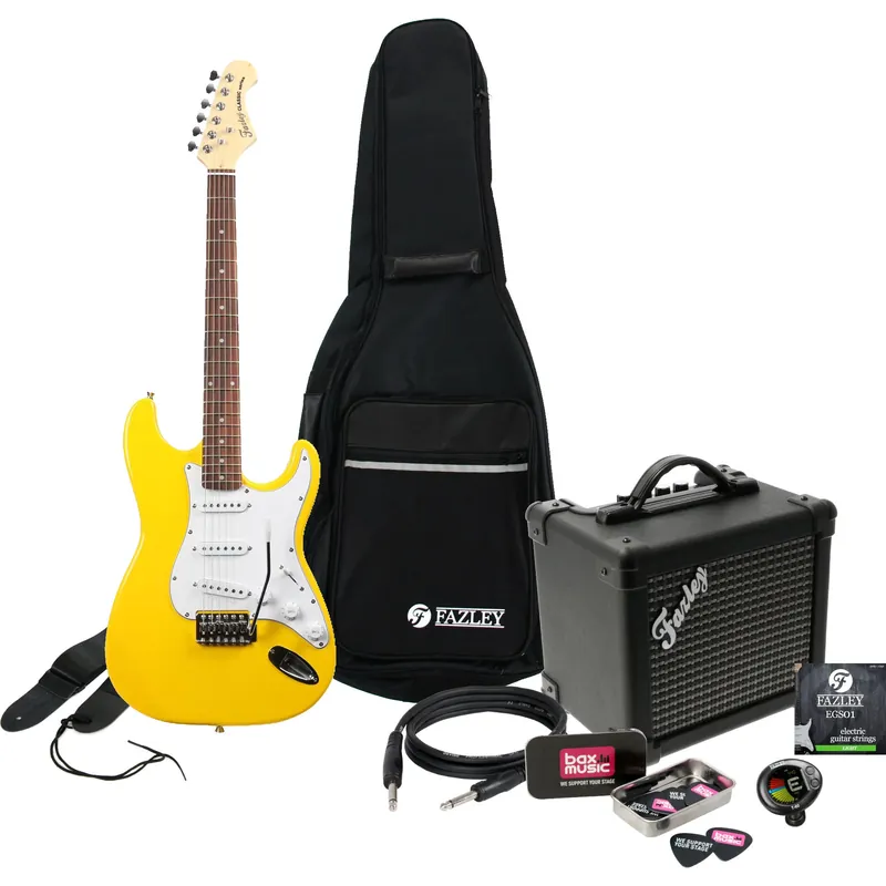 Kampanjpris Fazley FST118YL Electric Guitar + Amp Starter Pack (Yellow)