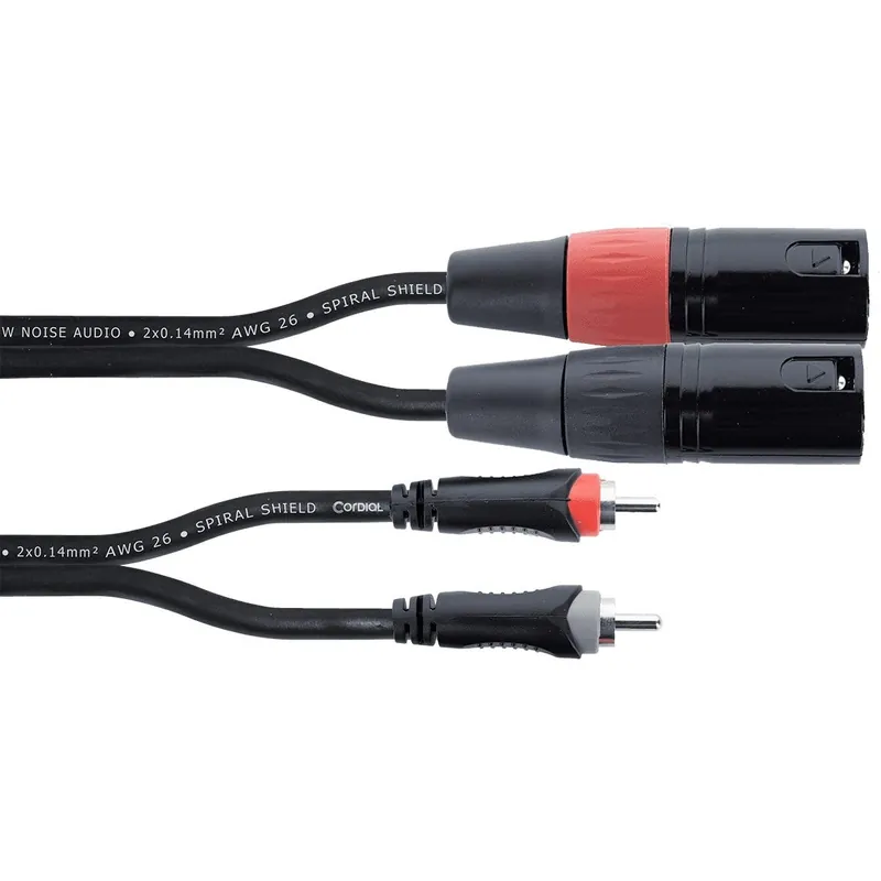 Cordial EU1MC Elements 2x Male XLR - 2x Male RCA Cable, 1m Populär