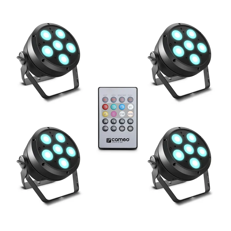 Sista chansen Cameo ROOT PAR 6 SET 1 – Set Including 4 x CLROOTPAR6 Incl. IR Remote Contro