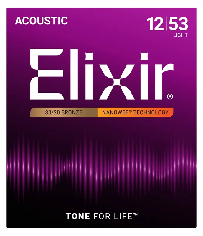 Elixir Acoustic 80/20 Bronze Nanoweb 12-53 Rea