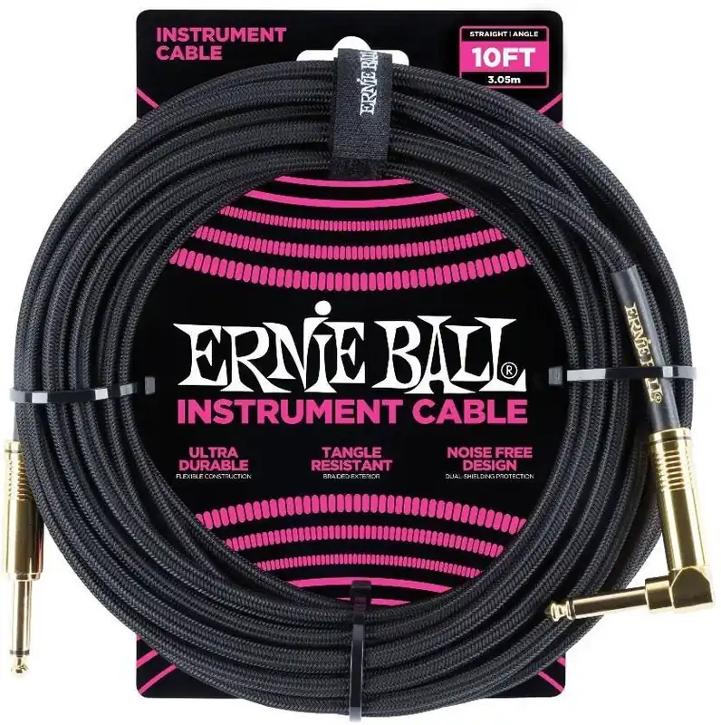 Ernie Ball 6081 - 3m Flätad Svart Instrumentkabel Tele/Tele Bästa pris