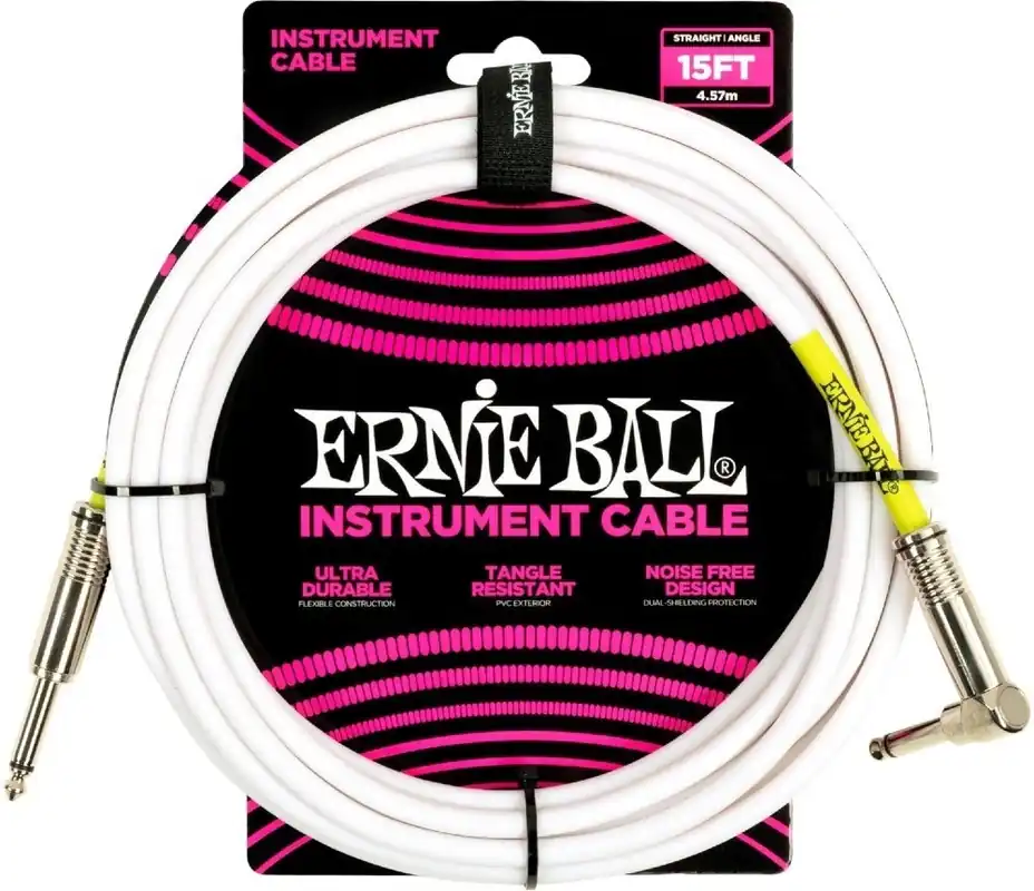 Ernie Ball 6400 - 4,5m Vit Instrumentkabel Tele/Tele Sista chansen